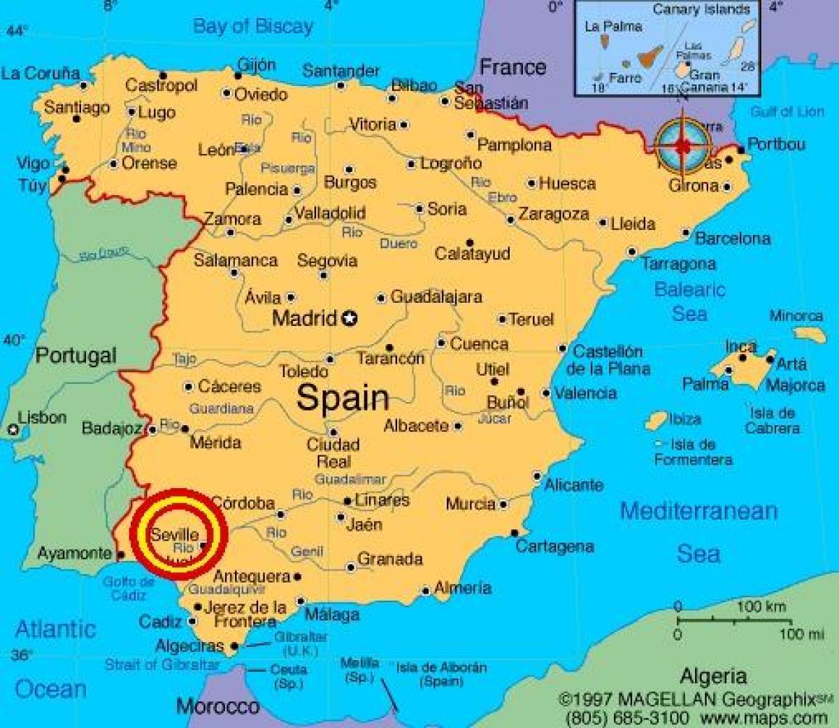 Sevilla espana kartta