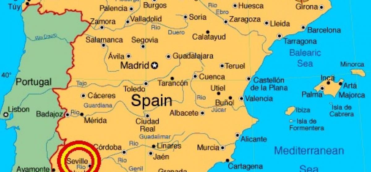 kartta espanja osoittaa Sevilla