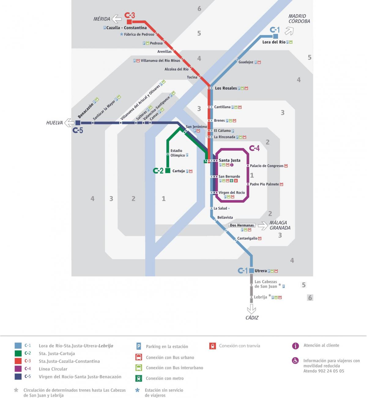 juna-asema Sevillan kartta