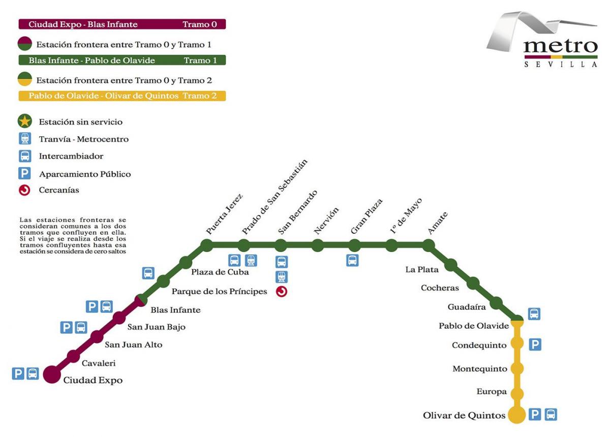 kartta Sevillan metro