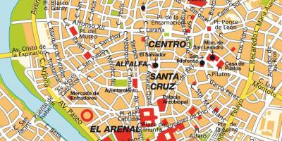 Kartta Sevillan espanja city centre