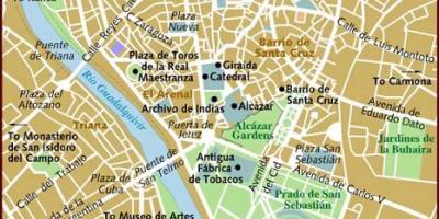 Kartta Sevillan kaupunginosia